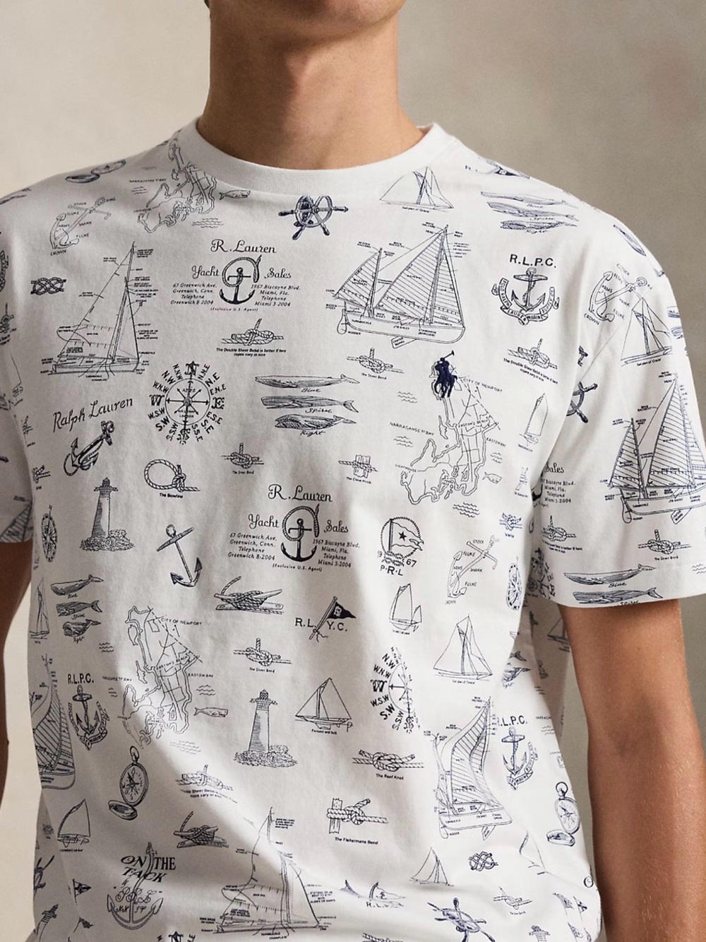 NWT Polo Ralph Lauren Men’s Classic Fit Nautical Jersey T-Shirt. White/Blue, 2XL